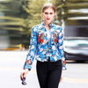 High Quality Brand Womens Embroidery Floral 2022 New Fashion Stand Collar Printing Blazers Female Long Sleeve Short Coats Slim