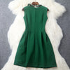 High Quality Brief New Female Green Sleeveless Slim Dress Women's Elegant Vintage Cotton Casual Short Dresses With Necklace