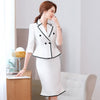Business Formal Suit Women Long Sleeve Double Breasted Blazer and Knee Length Mermaid Skirt Office Lady Skirt Suits