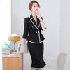 Business Formal Suit Women Long Sleeve Double Breasted Blazer and Knee Length Mermaid Skirt Office Lady Skirt Suits