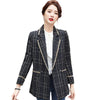 Casual Office Suit Jacket 2022 Autumn and Winter Check Double-breasted Ladies Blazer Elegant Top