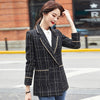 Casual Office Suit Jacket 2022 Autumn and Winter Check Double-breasted Ladies Blazer Elegant Top