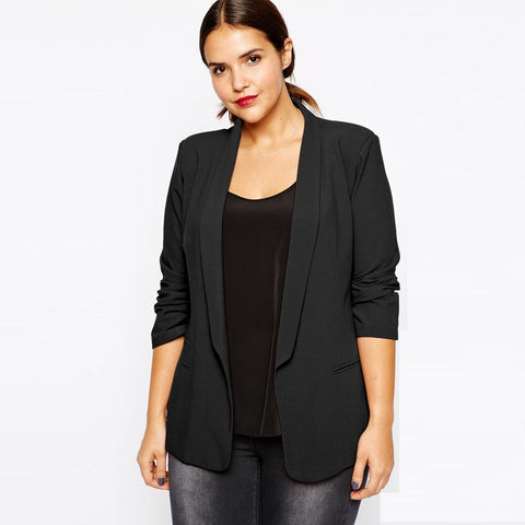 High Quality Classic Slim Lapel Linen Office Blazer feminino Basic Plus Size Textured Tailored Women Jackets and Blazers 6XL 7XL