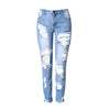 High Quality Cotton Skinny Ripped Jeans for Women Pencil Pants Casual Trousers For Ladies Blue Mid Waist Denim Pencil Jeans P45