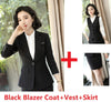 Fabric Formal Women Business Suits with Skirt and Tops and Vest & Waistcot for Ladies Blazers Autumn Winter Sets