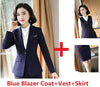Fabric Formal Women Business Suits with Skirt and Tops and Vest & Waistcot for Ladies Blazers Autumn Winter Sets