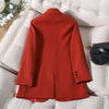 Ladies Winter Formal Solid Blazer Female Women Red Black Blue Loose Long Sleeve Jacket Coat With Pocket