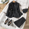 Thick Winter Skirt Suit Women Female Blue Black Two Piece Set for Office Ladies Formal Business Work Wear