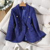 Thick Winter Skirt Suit Women Female Blue Black Two Piece Set for Office Ladies Formal Business Work Wear