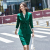 Green Black Double Breasted Ladies Skirt Suit Women Office Formal Business Work Wear S-5XL Two Piece Set
