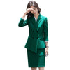 Green Black Double Breasted Ladies Skirt Suit Women Office Formal Business Work Wear S-5XL Two Piece Set