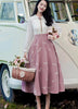 2022 Autumn   Retro Peter Pan Collar Flower Embroidery Long Sleeve Woman Long Dress