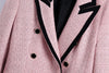 Jacket Women Office Woolen Blazer 2022 Winter Double Breasted Elegant All-match Female Suit Pink