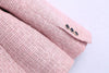 Jacket Women Office Woolen Blazer 2022 Winter Double Breasted Elegant All-match Female Suit Pink