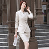 Khaki Beige Black Oversize Work Blazer and Skirt Suit Women Office Ladies Formal Business 5XL Two Piece Set