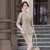 Khaki Beige Black Oversize Work Blazer and Skirt Suit Women Office Ladies Formal Business 5XL Two Piece Set