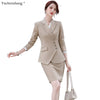 Khaki Beige Black Oversize Work Blazer and Skirt Suit Women Office Ladies Formal Business 5XL Two Piece Set