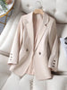 Khaki Suit Women's 2023 Autumn Korean Slim Long-sleeved Casual Jacket Apricot Black Women Blazer