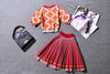 Knitted Women Skirt Suit Summer Designer Daisy Floral Vintage Tops Blouses And Spliced Pleated Skirt TwinSet NS276