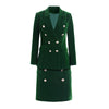 Design Formal Slim Green Velvet Skirts Suits Slim Blazer High waist Mini Skirt Lady Business Work Sets