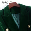 Design Formal Slim Green Velvet Skirts Suits Slim Blazer High waist Mini Skirt Lady Business Work Sets