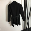 Winter and Autumn Women Triangle Logo Zipper Belt Bag, Single-breasted Lapel Long-sleeved Blazer Jacket