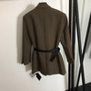Winter and Autumn Women Triangle Logo Zipper Belt Bag, Single-breasted Lapel Long-sleeved Blazer Jacket