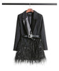 2022 Blazer Women Jacket black Feathers Notched jaqueta feminina Celebrity Runway Jackets Elegant Lady Blazer