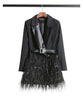 2022 Blazer Women Jacket black Feathers Notched jaqueta feminina Celebrity Runway Jackets Elegant Lady Blazer