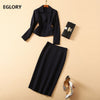 Blazer Set 2022 Spring Business Suit Women Notched Collar Single Breasted Blazer Jacket+Midi Pencil Skirt Set