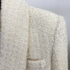 Fall Winter Nice Designer Blazer Women's Double Breasted Lion Buttons Shawl Collar Thick Tweed Jacket