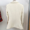 Fall Winter Nice Designer Blazer Women's Double Breasted Lion Buttons Shawl Collar Thick Tweed Jacket