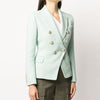 Nice Designer Jacket Women's Classic Metal Lion Buttons Double Breasted Tweed Blazer Mint Green