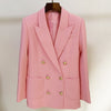 Nice Designer Jacket Women's Double Breasted Lion Buttons Loose Long Blazer