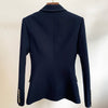 Nice Designer Blazer Women's Double Breasted Shell Buttons Contrast Top stitching Casual Blazer Jacket