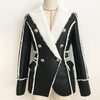 Nice Winter Designer Coat Women's Classic Lion Buttons Fur Lining Synthetic Leather Blazer Jacket