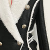 Nice Winter Designer Coat Women's Classic Lion Buttons Fur Lining Synthetic Leather Blazer Jacket