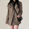 Office Lady Blazer Women Jacket Casual Blazers Coat Work Suit Femme Outerwear Pockets Long Sleeve Coats Plaid Fall