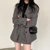Office Lady Blazer Women Jacket Casual Blazers Coat Work Suit Femme Outerwear Pockets Long Sleeve Coats Plaid Fall