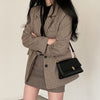 Office Lady Blazer Women Jacket Casual Blazers Coat Work Suit Femme Outerwear Pockets Long Sleeve Coats Plaid Fall