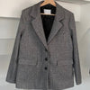 Office Lady Blazer Women Jacket Casual Blazers Coat Work Suit Femme Outerwear Pockets Long Sleeve Coats Plaid Fall