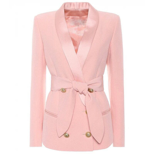 Pink Black White Blazer Women Designer Long Sleeve double breasted Jacket Formal Spring Clothes Women blazer