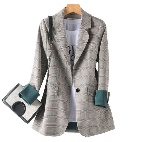 Plaid Blazer Women Vintage Coats Casual Female Long Sleeve Loose Office Ladies Suit Coat Jacket Women blazers P365