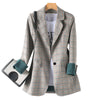 Plaid Blazer Women Vintage Coats Casual Female Long Sleeve Loose Office Ladies Suit Coat Jacket Women blazers P365