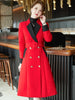Red Khaki Black Women Blazer Casual Ladies Long Jacket Coat For Autumn Winter Wear