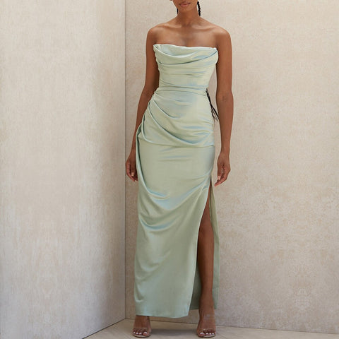 High Quality Satin Bodycon Dress Women Summer Party Dress 2022  s House of Cb Green Dress Celebrity Evening Club Dress