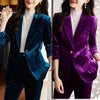 Shiny  Velvet Autumn Winter Formal Blazer Women Business Suits with Sets Work Wear Office Uniform Pants Jacket