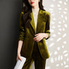 Shiny  Velvet Autumn Winter Formal Blazer Women Business Suits with Sets Work Wear Office Uniform Pants Jacket