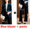 Shiny  Velvet Autumn Winter Formal Blazer Women Business Suits with Sets Work Wear Office Uniform Pants Jacket