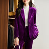 Shiny  Velvet Autumn Winter Formal Blazer Women Business Suits with Sets Work Wear Office Uniform Pants Jacket